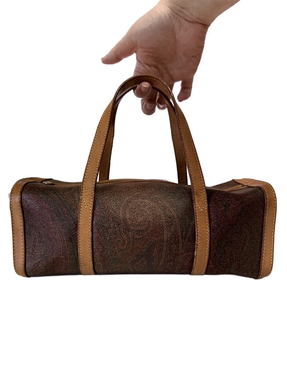 Vintage Etro Paisley Mini Square Boston Barrel Satchel